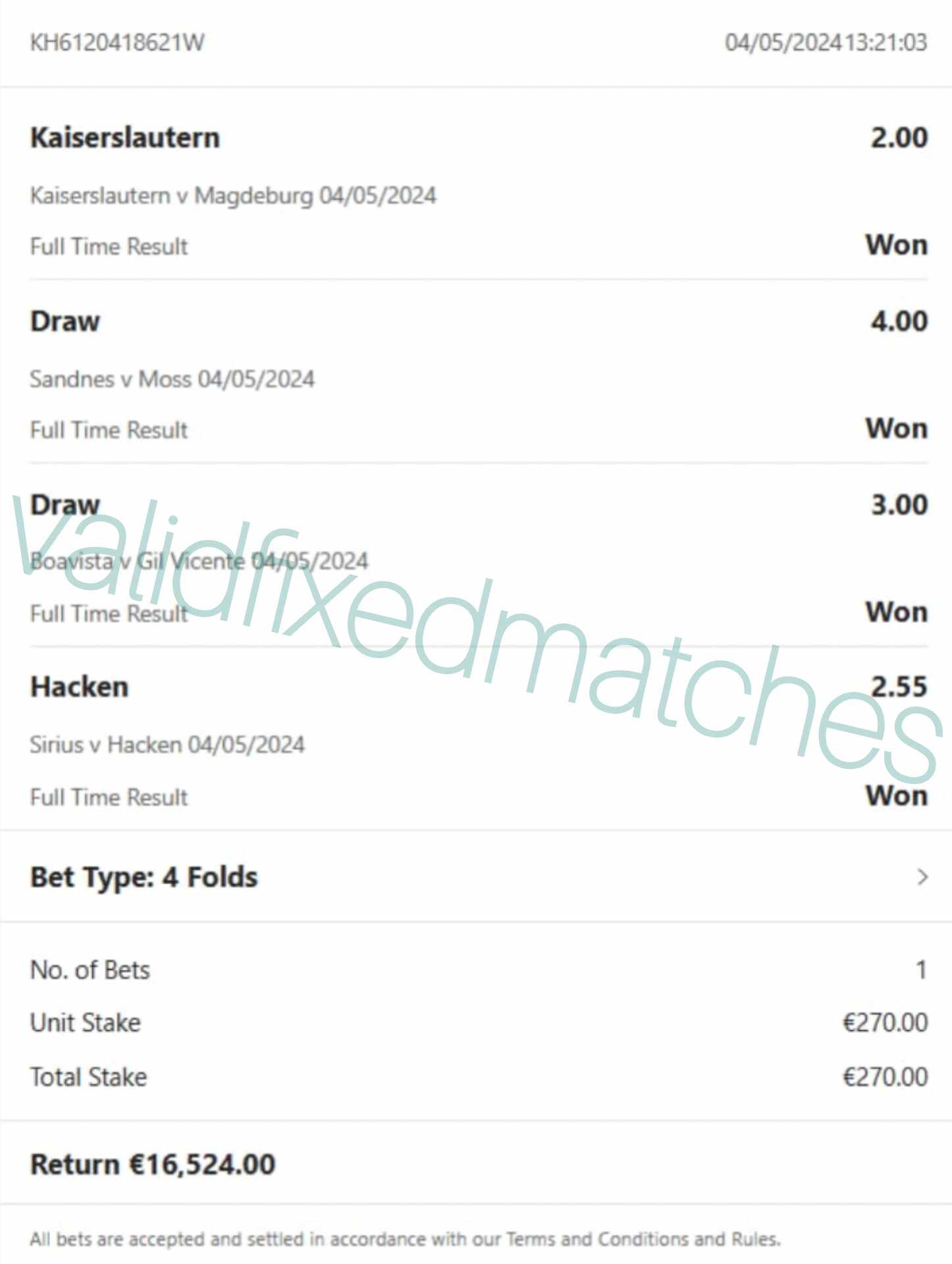 valid fixed matches